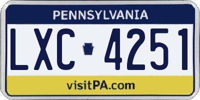 PA license plate LXC4251