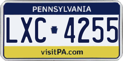 PA license plate LXC4255