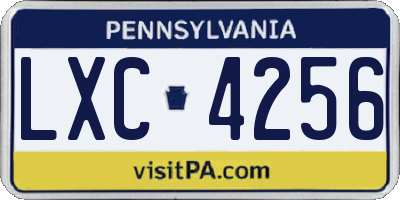 PA license plate LXC4256