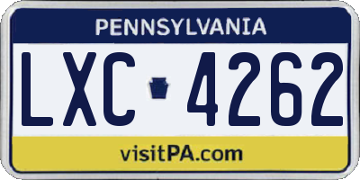 PA license plate LXC4262