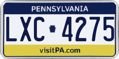 PA license plate LXC4275