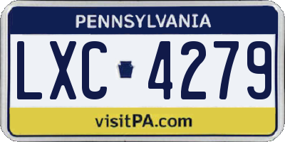 PA license plate LXC4279