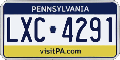 PA license plate LXC4291