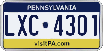 PA license plate LXC4301