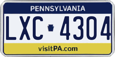 PA license plate LXC4304