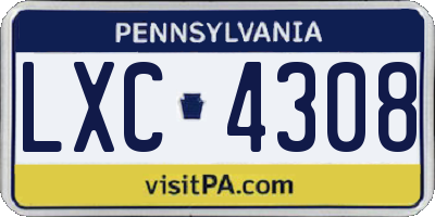 PA license plate LXC4308