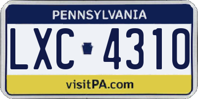 PA license plate LXC4310