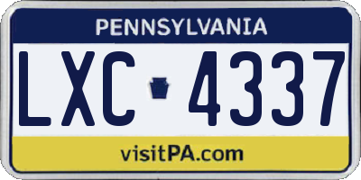 PA license plate LXC4337