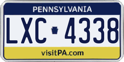 PA license plate LXC4338