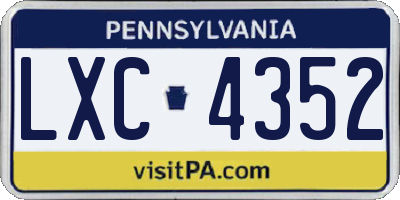 PA license plate LXC4352