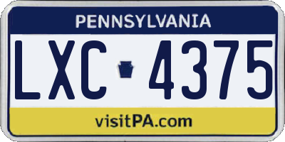 PA license plate LXC4375