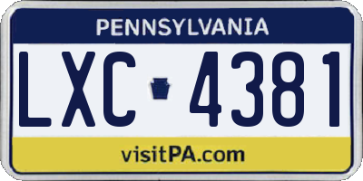 PA license plate LXC4381