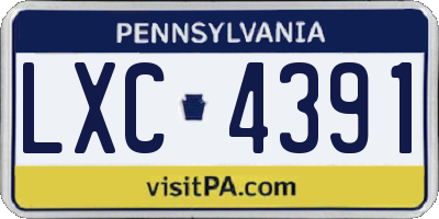 PA license plate LXC4391