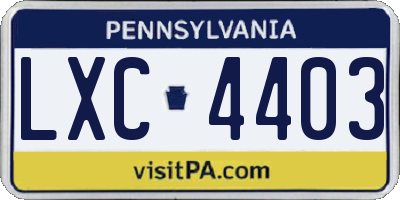 PA license plate LXC4403