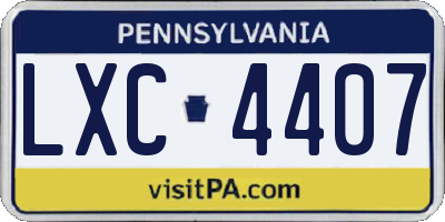 PA license plate LXC4407