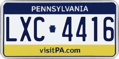 PA license plate LXC4416
