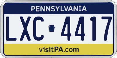 PA license plate LXC4417