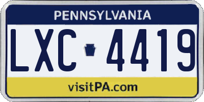 PA license plate LXC4419