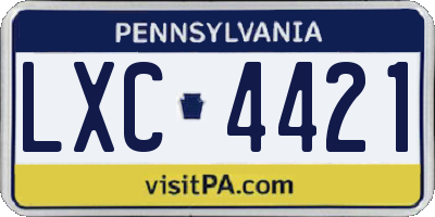 PA license plate LXC4421