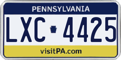 PA license plate LXC4425
