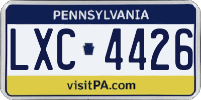 PA license plate LXC4426