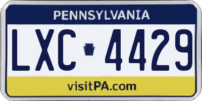 PA license plate LXC4429