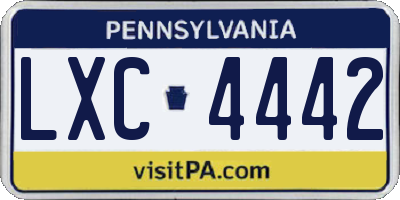 PA license plate LXC4442