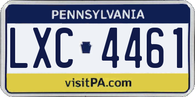 PA license plate LXC4461