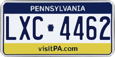 PA license plate LXC4462