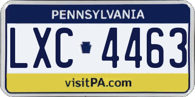 PA license plate LXC4463