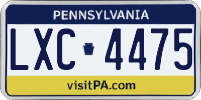 PA license plate LXC4475