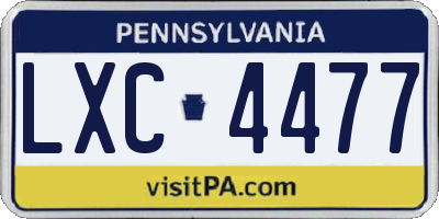 PA license plate LXC4477