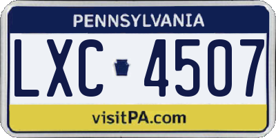 PA license plate LXC4507