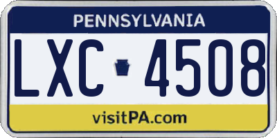 PA license plate LXC4508