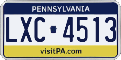 PA license plate LXC4513