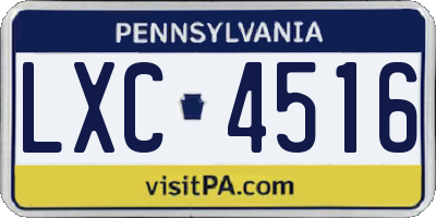 PA license plate LXC4516