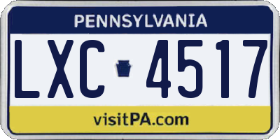 PA license plate LXC4517