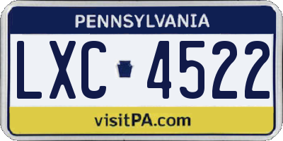 PA license plate LXC4522