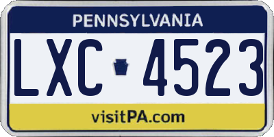 PA license plate LXC4523