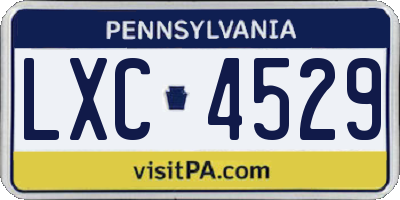 PA license plate LXC4529