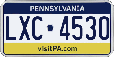PA license plate LXC4530