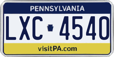 PA license plate LXC4540