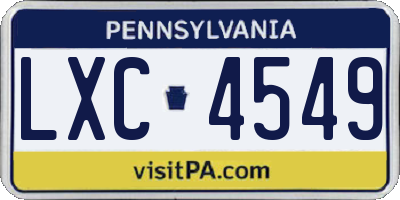 PA license plate LXC4549