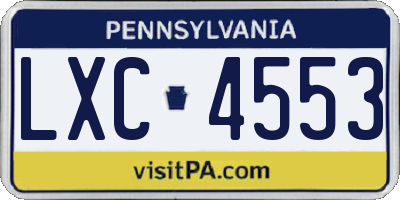 PA license plate LXC4553