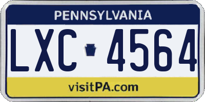 PA license plate LXC4564