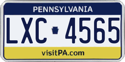 PA license plate LXC4565