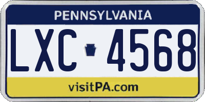 PA license plate LXC4568