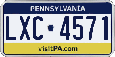 PA license plate LXC4571