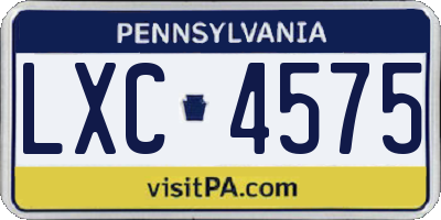 PA license plate LXC4575