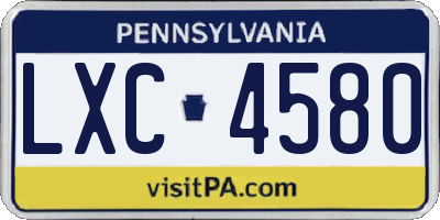 PA license plate LXC4580